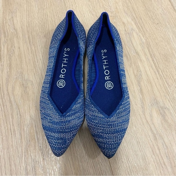 Rothy’s The Pointed Indigo Heather Ballet Flats Size 6 - Picture 1 of 8